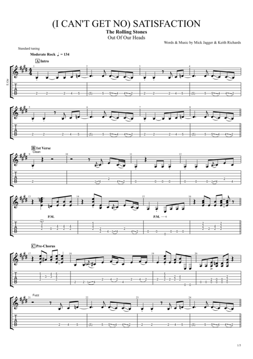 (I Can't Get No) Satisfaction - The Rolling Stones tablature