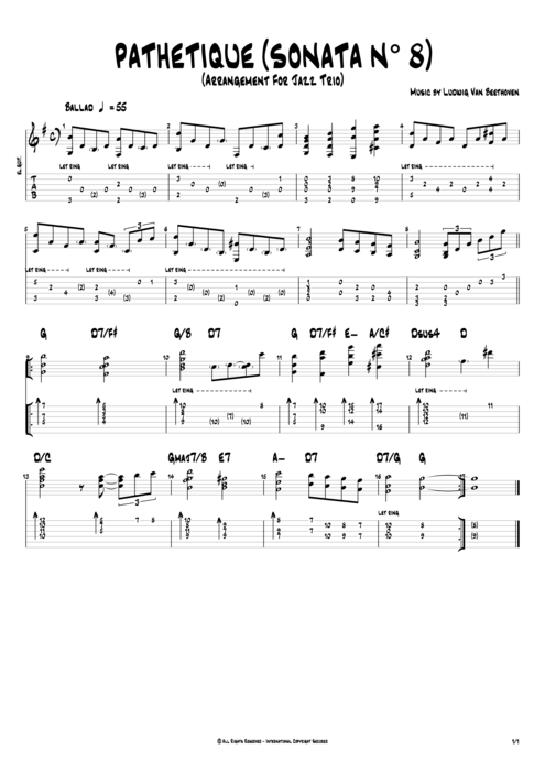 Sonata n°8 (Pathétique) - Ludwig Von Beethoven tablature