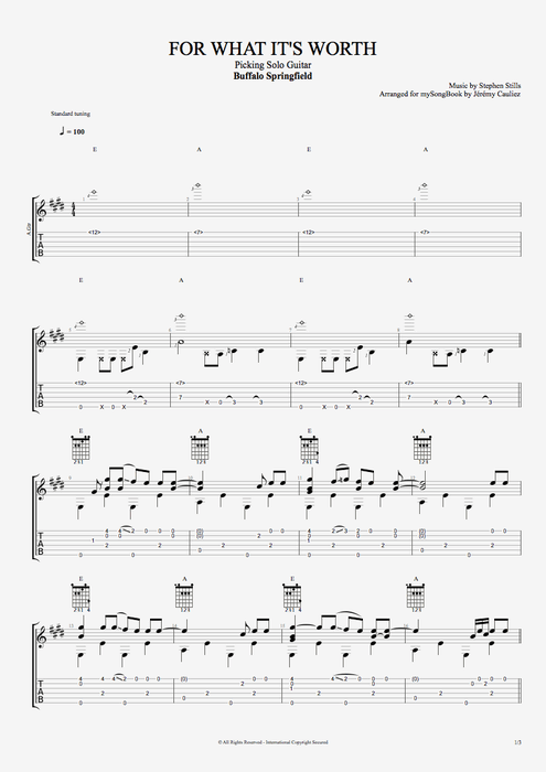 For What It's Worth - Buffalo Springfield tablature