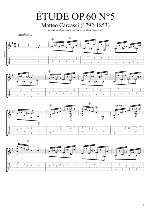 Etude Op.60 n°5 - Matteo Carcassi tablature
