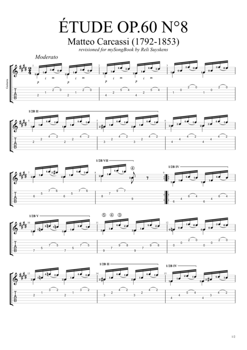 Etude Op.60 n°8 - Matteo Carcassi tablature