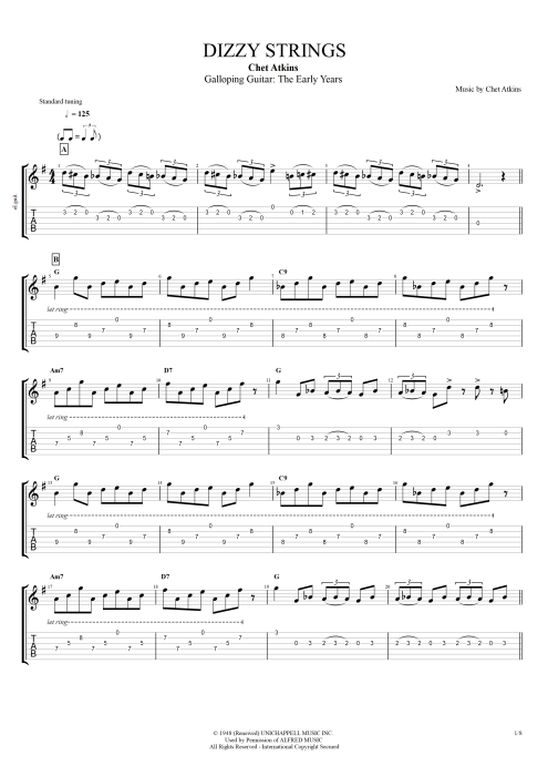 Dizzy Strings - Chet Atkins tablature