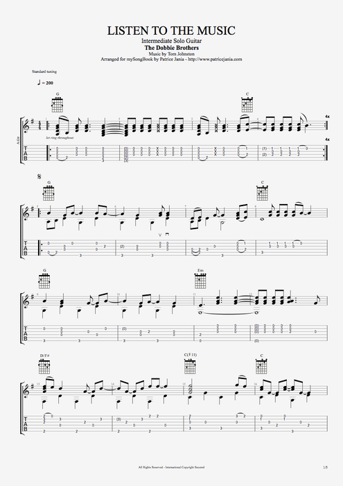 Listen to the Music - The Doobie Brothers tablature