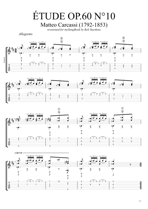 Etude Op.60 n°10 - Matteo Carcassi tablature