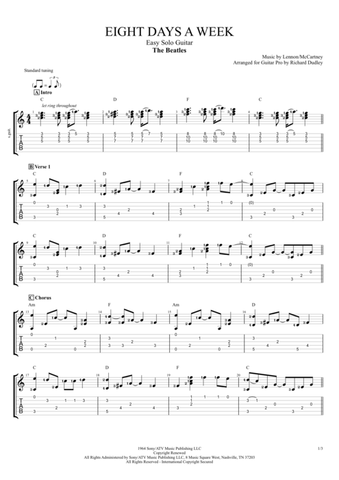 Eight Days a Week - The Beatles tablature