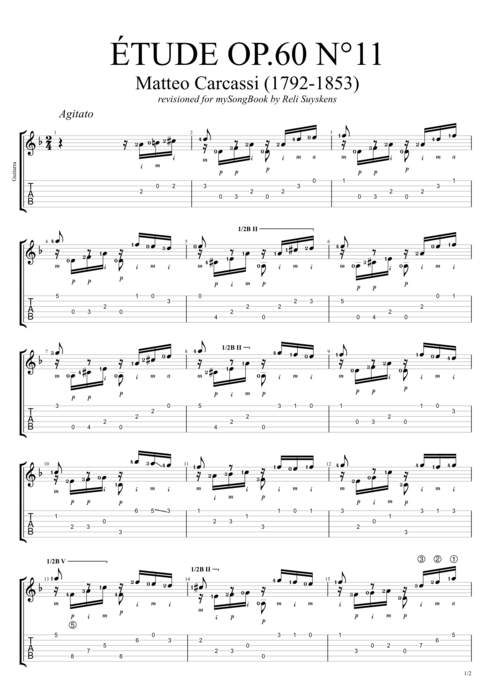Etude Op.60 n°11 - Matteo Carcassi tablature