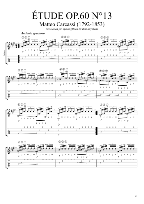 Etude Op.60 n°13 - Matteo Carcassi tablature