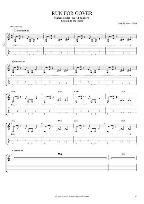 Run for Cover - Marcus Miller tablature