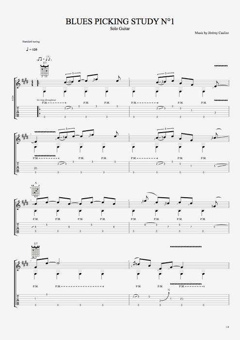 Blues Picking Study 1 - Style Series - Picking tablature