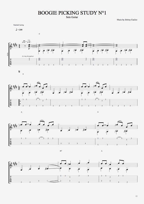 Boogie Picking Study 1 - Style Series - Picking tablature