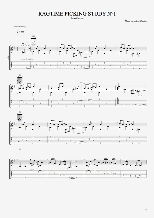 Ragtime Picking Study 1 - Style Series - Picking tablature