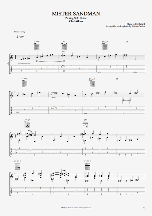 Mr. Sandman - Chet Atkins tablature