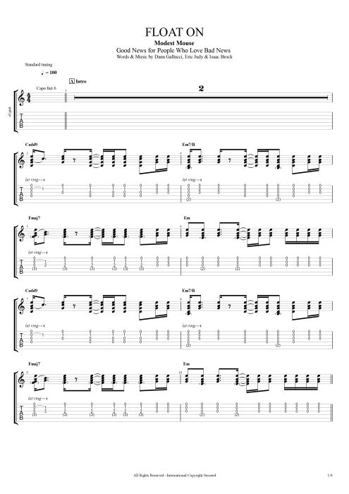 Float On - Modest Mouse tablature