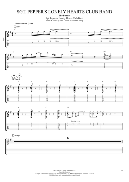 Sergeant Pepper's Lonely Hearts Club Band - The Beatles tablature
