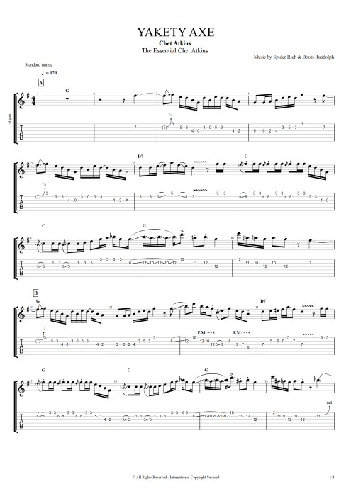 Yakety Axe - Chet Atkins tablature