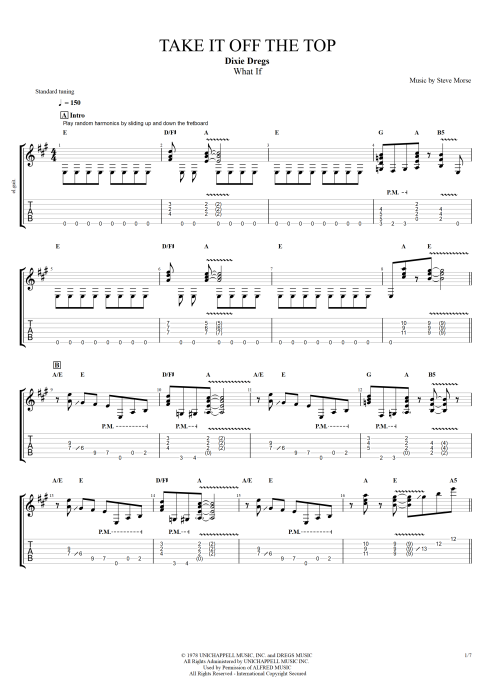 Take It Off the Top - Dixie Dregs tablature