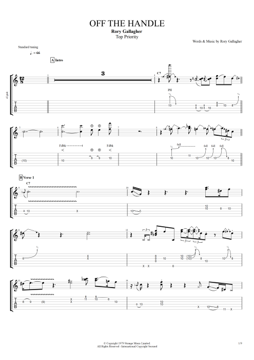 Off the Handle - Rory Gallagher tablature
