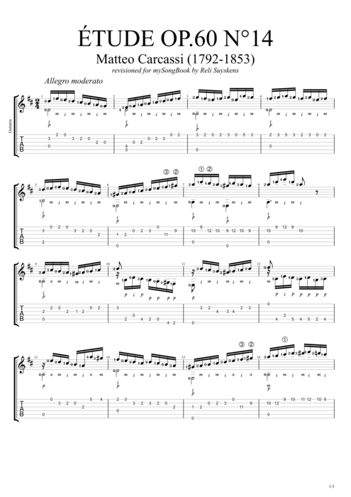 Etude Op.60 n°14 - Matteo Carcassi tablature