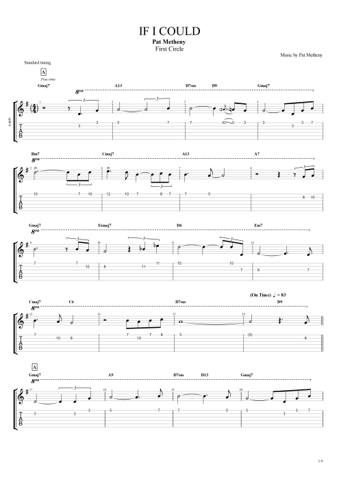 If I Could - Pat Metheny tablature