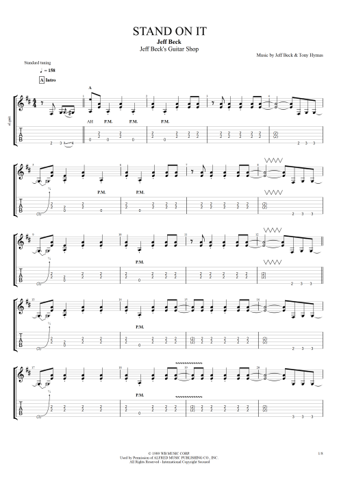 Stand on It - Jeff Beck tablature
