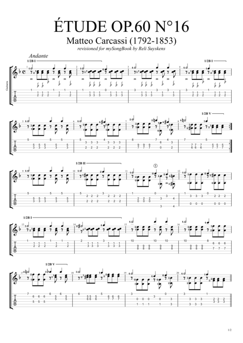 Etude Op.60 n°16 - Matteo Carcassi tablature