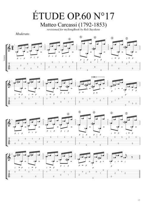 Etude Op.60 n°17 - Matteo Carcassi tablature