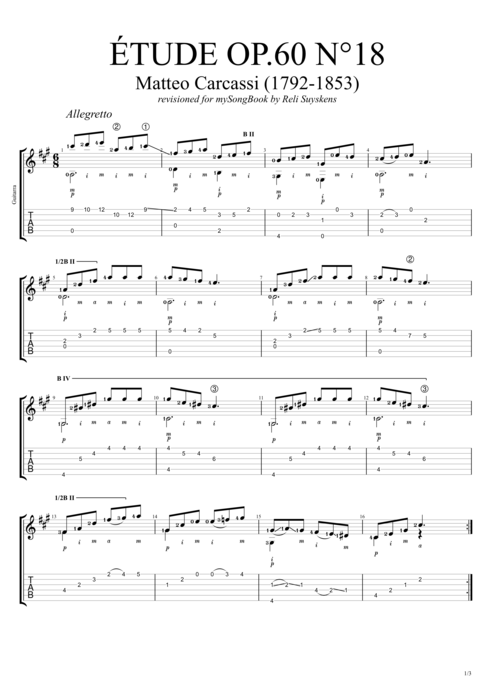 Etude Op.60 n°18 - Matteo Carcassi tablature