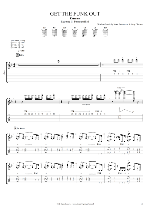 Get the Funk Out - Extreme tablature