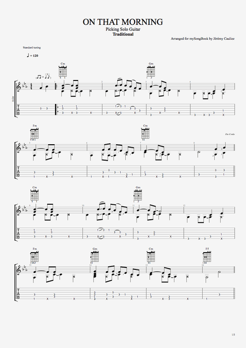 On that Morning - Traditional tablature