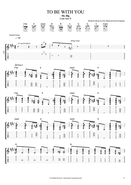 To Be with You - Mr. Big tablature