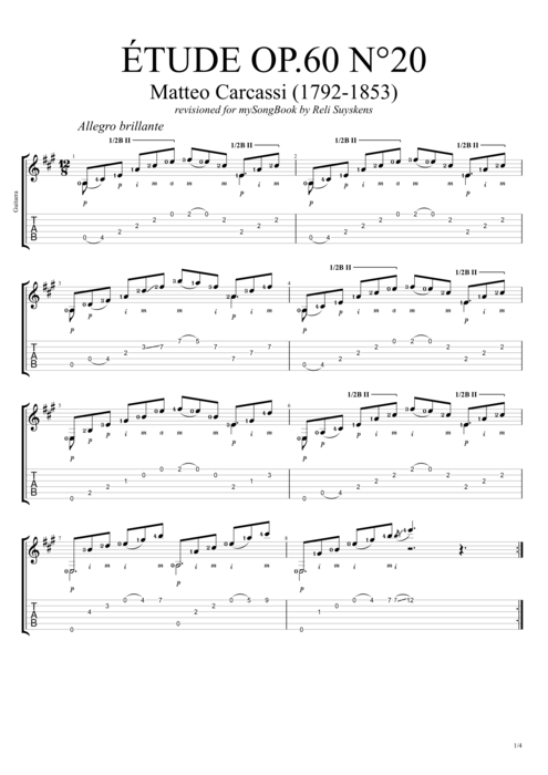 Etude Op.60 n°20 - Matteo Carcassi tablature