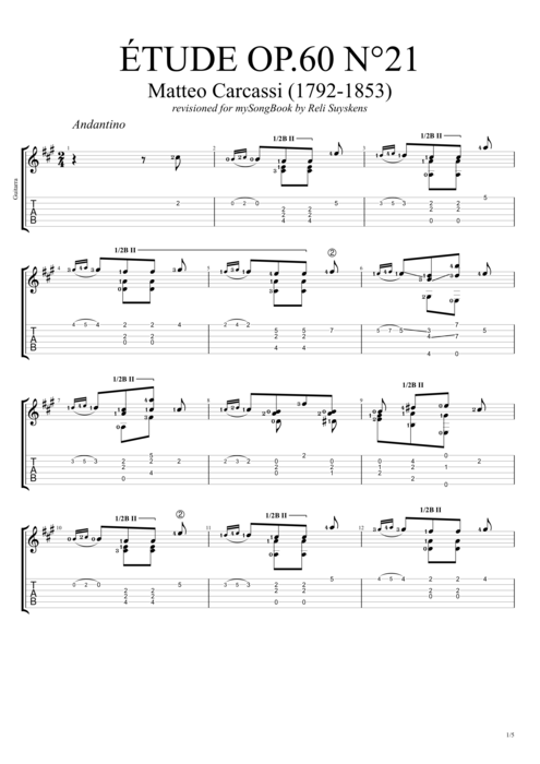 Etude Op.60 n°21 - Matteo Carcassi tablature