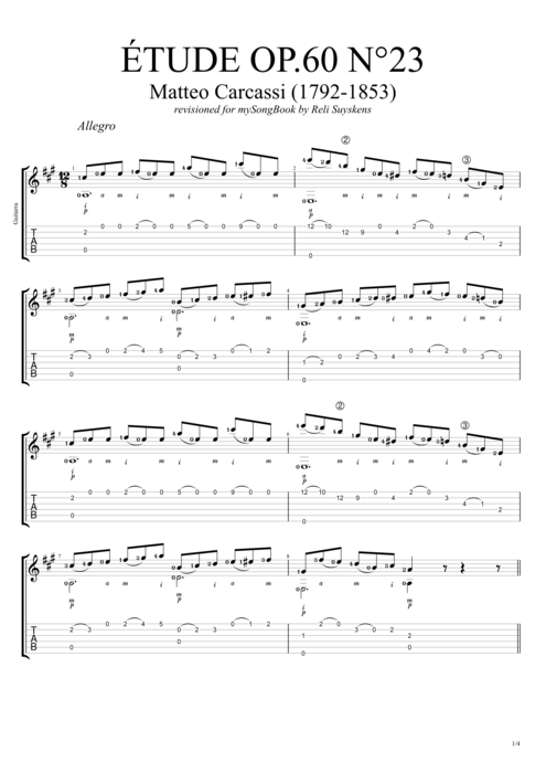 Etude Op.60 n°23 - Matteo Carcassi tablature