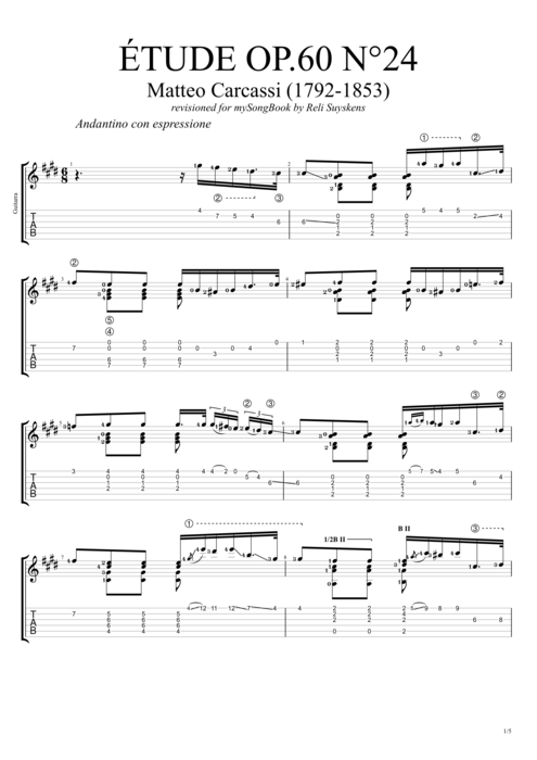 Etude Op.60 n°24 - Matteo Carcassi tablature