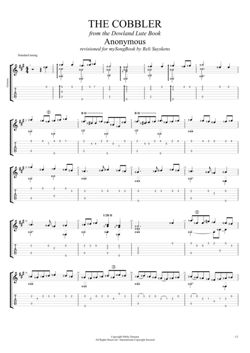 The Cobbler - Traditional tablature