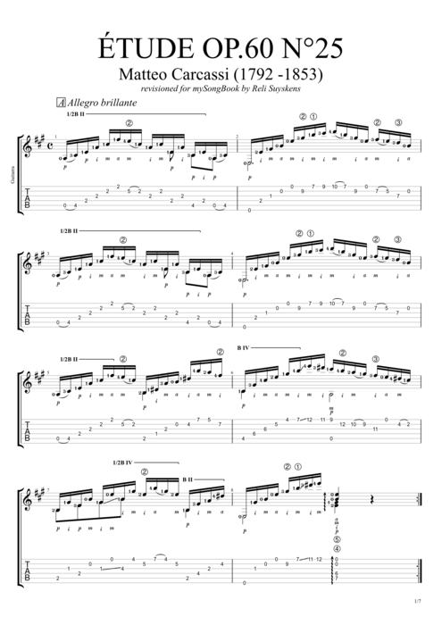 Etude Op.60 n°25 - Matteo Carcassi tablature