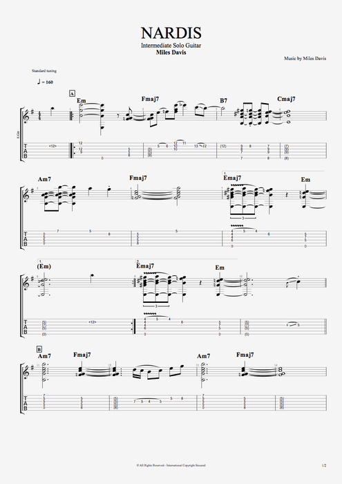 Nardis - Miles Davis tablature