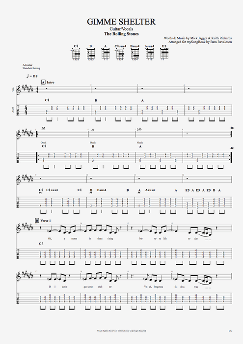 Gimme Shelter - The Rolling Stones tablature