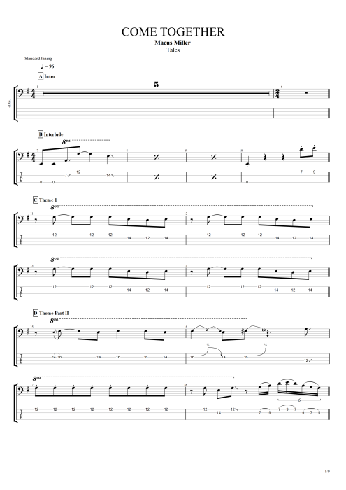 Come Together - Marcus Miller tablature
