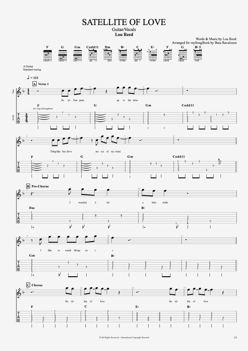 Satellite of Love - Lou Reed tablature