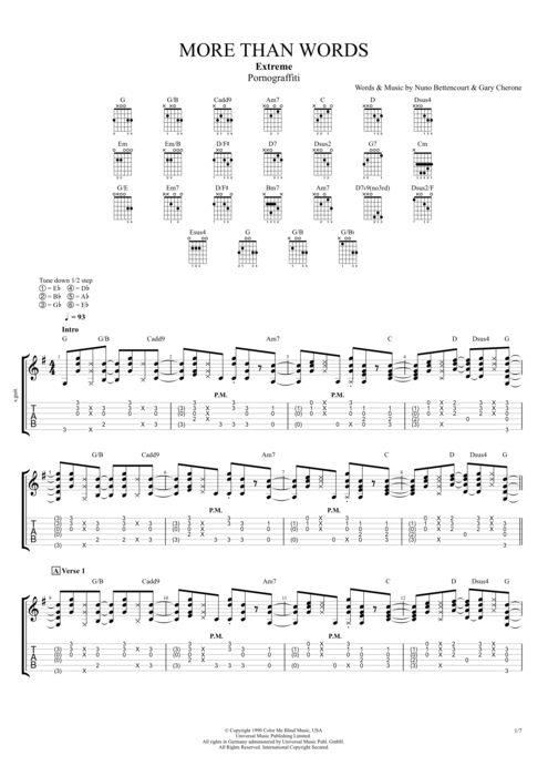 More Than Words - Extreme tablature