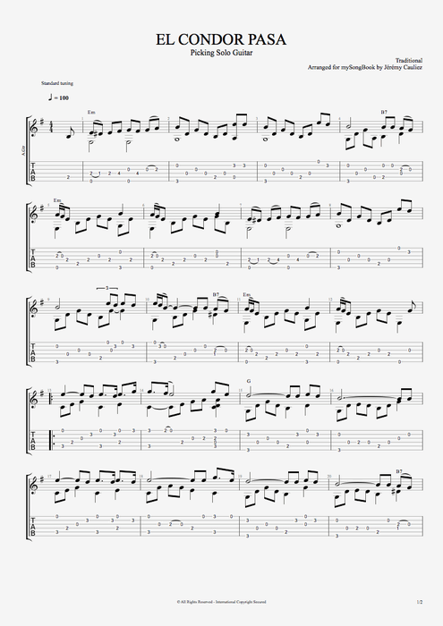 El Condor Pasa - Traditional tablature