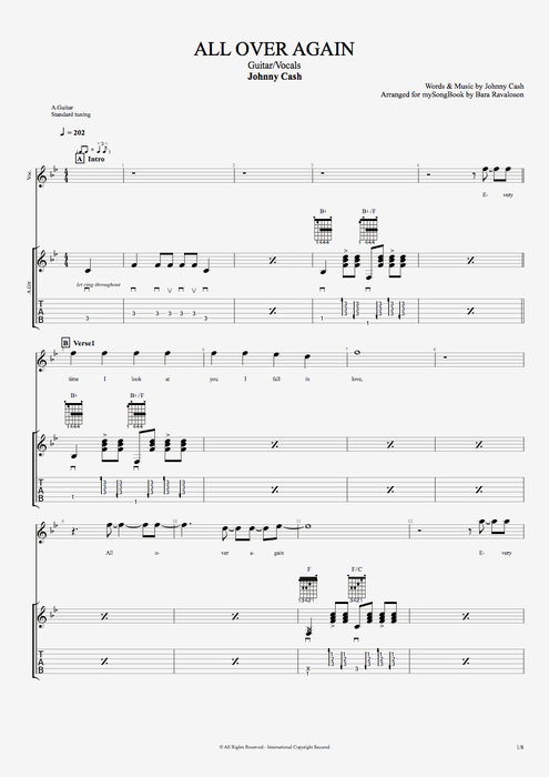 All Over Again - Johnny Cash tablature