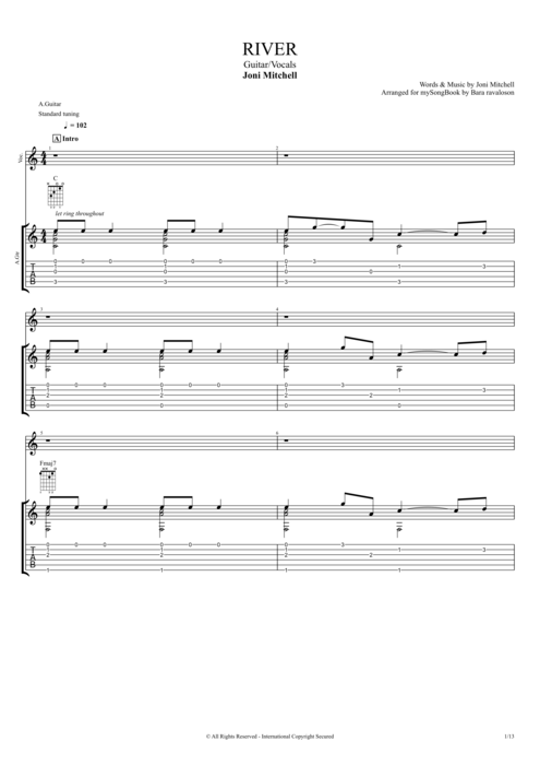 River - Joni Mitchell tablature