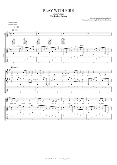 Play with Fire - The Rolling Stones tablature