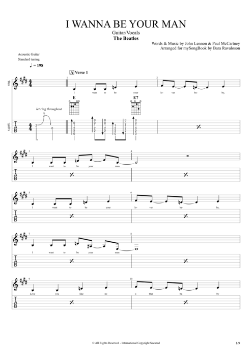I Wanna Be Your Man - The Beatles tablature