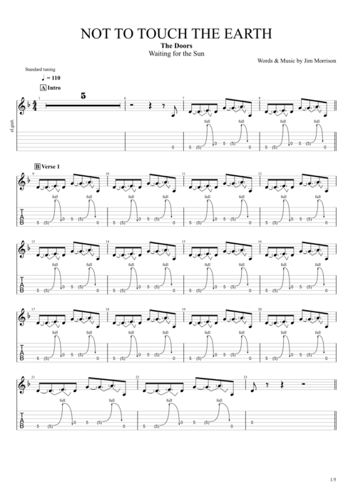 Not to Touch the Earth - The Doors tablature
