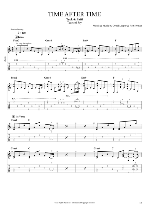 Time After Time - Tuck & Patti tablature