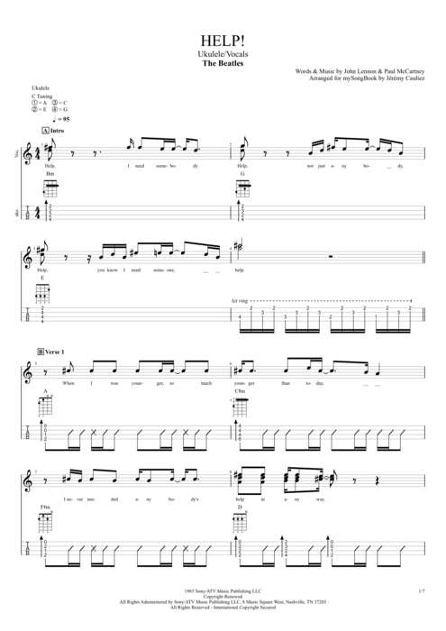 Help! - The Beatles tablature