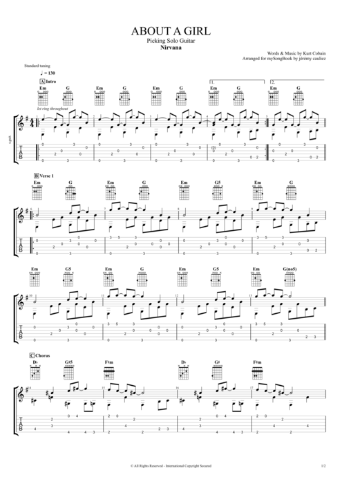 About a Girl - Nirvana tablature